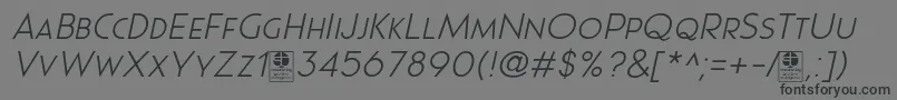 Шрифт Pages Grotesque Light Italic Demo – чёрные шрифты на сером фоне