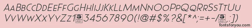 Pages Grotesque Light Italic Demo-Schriftart – Schwarze Schriften auf rosa Hintergrund