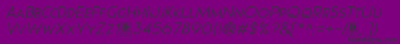 Шрифт Pages Grotesque Light Italic Demo – чёрные шрифты на фиолетовом фоне
