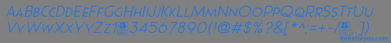 Шрифт Pages Grotesque Light Italic Demo – синие шрифты на сером фоне
