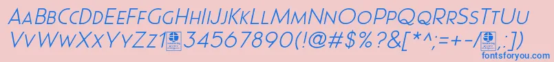 Pages Grotesque Light Italic Demo-fontti – siniset fontit vaaleanpunaisella taustalla