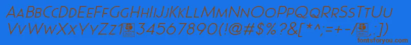 Police Pages Grotesque Light Italic Demo – polices brunes sur fond bleu