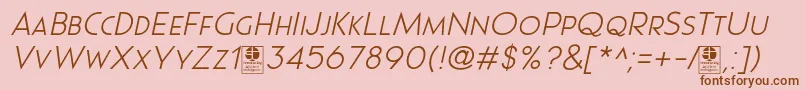 Czcionka Pages Grotesque Light Italic Demo – brązowe czcionki na różowym tle