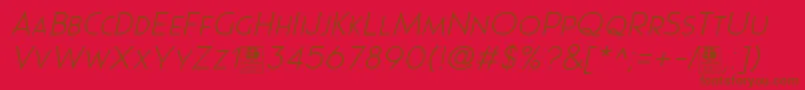 Pages Grotesque Light Italic Demo-Schriftart – Braune Schriften auf rotem Hintergrund