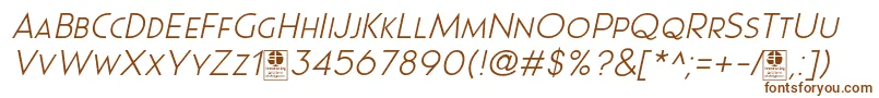 Fonte Pages Grotesque Light Italic Demo – fontes marrons em um fundo branco
