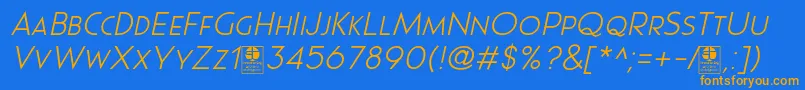 Police Pages Grotesque Light Italic Demo – polices orange sur fond bleu