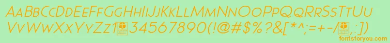 Police Pages Grotesque Light Italic Demo – polices orange sur fond vert