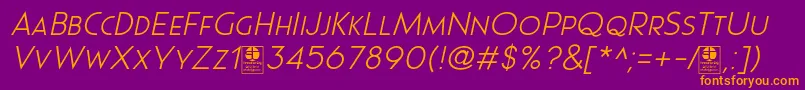 Шрифт Pages Grotesque Light Italic Demo – оранжевые шрифты на фиолетовом фоне