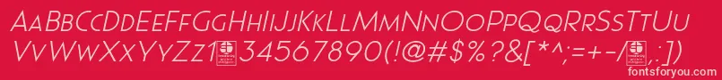 Pages Grotesque Light Italic Demo Font – Pink Fonts on Red Background