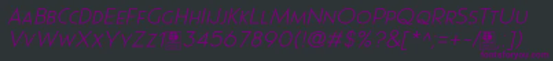 Шрифт Pages Grotesque Light Italic Demo – фиолетовые шрифты на чёрном фоне