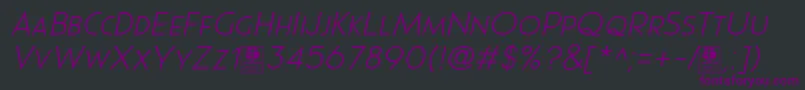 Pages Grotesque Light Italic Demo-Schriftart – Violette Schriften auf schwarzem Hintergrund
