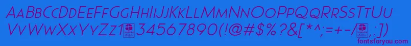 Pages Grotesque Light Italic Demo-fontti – violetit fontit sinisellä taustalla
