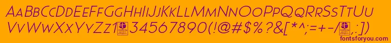 Police Pages Grotesque Light Italic Demo – polices violettes sur fond orange