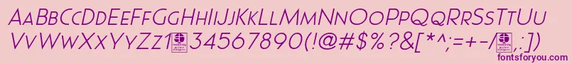 Pages Grotesque Light Italic Demo Font – Purple Fonts on Pink Background