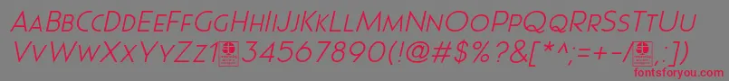 Pages Grotesque Light Italic Demo Font – Red Fonts on Gray Background