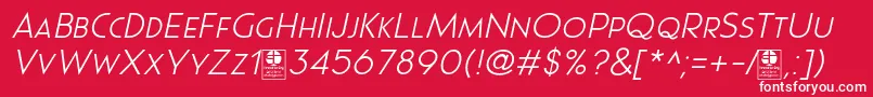 Pages Grotesque Light Italic Demo Font – White Fonts on Red Background