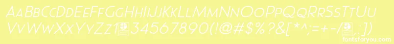 フォントPages Grotesque Light Italic Demo – 黄色い背景に白い文字