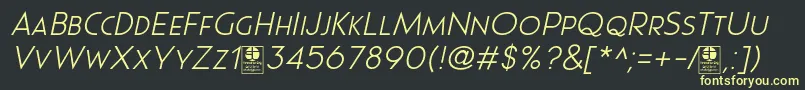 Pages Grotesque Light Italic Demo Font – Yellow Fonts on Black Background