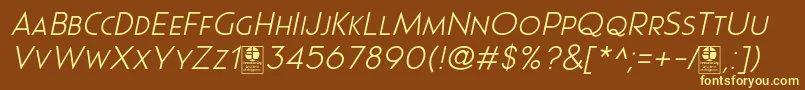 フォントPages Grotesque Light Italic Demo – 黄色のフォント、茶色の背景
