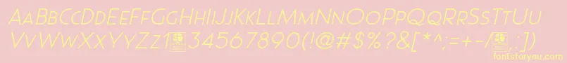 フォントPages Grotesque Light Italic Demo – 黄色のフォント、ピンクの背景