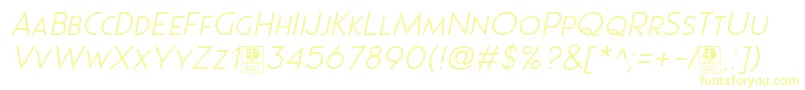 Шрифт Pages Grotesque Light Italic Demo – жёлтые шрифты на белом фоне