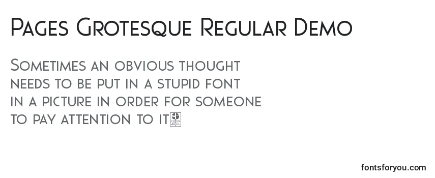 Schriftart Pages Grotesque Regular Demo