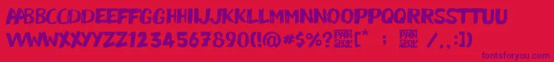 Pain Shop Font – Purple Fonts on Red Background