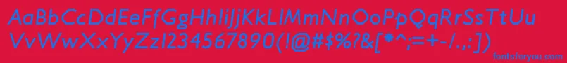 JillicanrgBolditalic-Schriftart – Blaue Schriften auf rotem Hintergrund