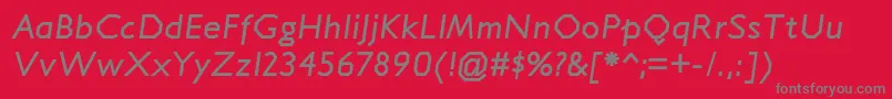 JillicanrgBolditalic-fontti – harmaat kirjasimet punaisella taustalla
