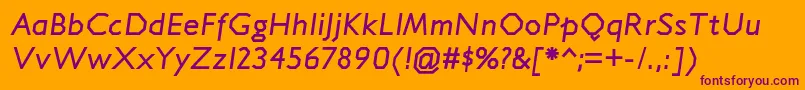 JillicanrgBolditalic-Schriftart – Violette Schriften auf orangefarbenem Hintergrund