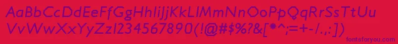 JillicanrgBolditalic-Schriftart – Violette Schriften auf rotem Hintergrund