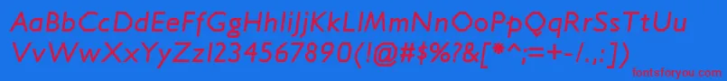 JillicanrgBolditalic-fontti – punaiset fontit sinisellä taustalla