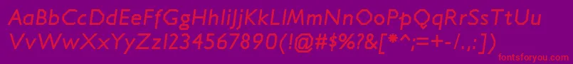 フォントJillicanrgBolditalic – 紫の背景に赤い文字