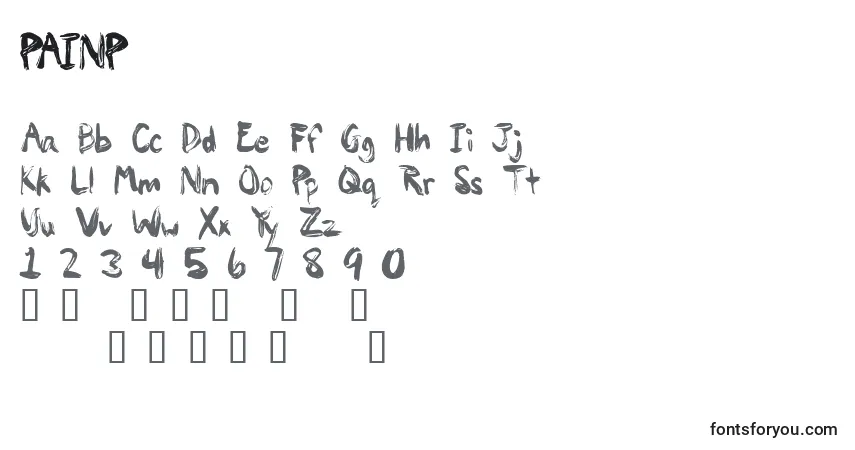 A fonte PAINP    (136400) – alfabeto, números, caracteres especiais