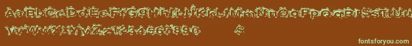 フォントPaintBalls – 緑色の文字が茶色の背景にあります。