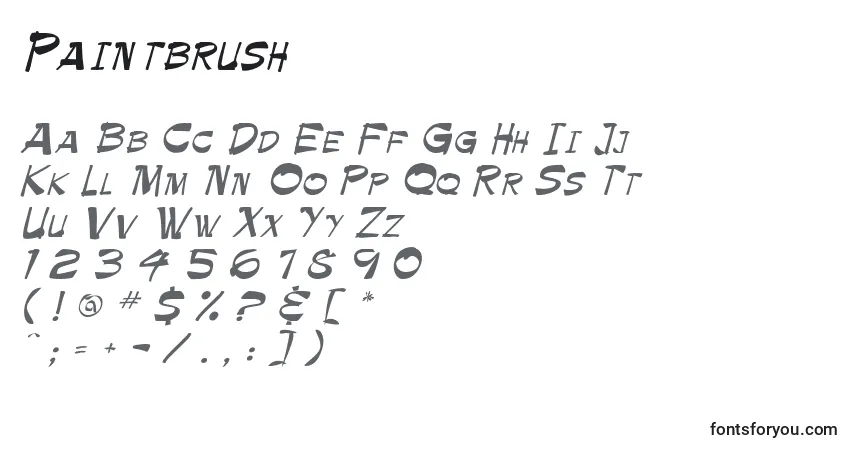 A fonte Paintbrush (136402) – alfabeto, números, caracteres especiais