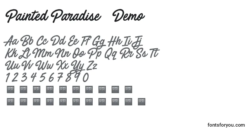 A fonte Painted Paradise   Demo – alfabeto, números, caracteres especiais