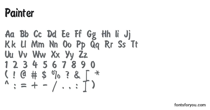 Czcionka Painter (136406) – alfabet, cyfry, specjalne znaki