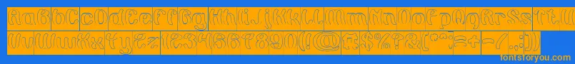 Painting the Light Hollow Inverse-Schriftart – Orangefarbene Schriften auf blauem Hintergrund