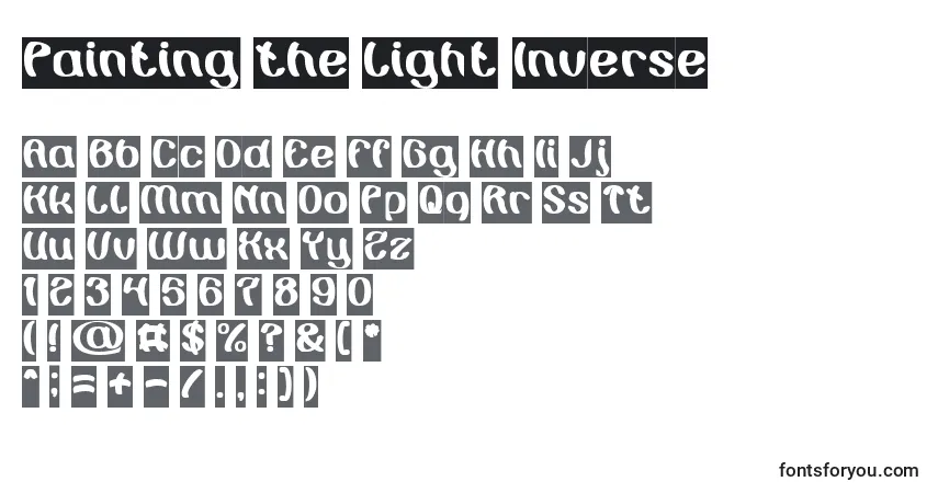 Czcionka Painting the Light Inverse – alfabet, cyfry, specjalne znaki