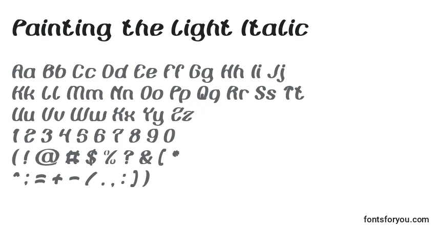 Fuente Painting the Light Italic - alfabeto, números, caracteres especiales