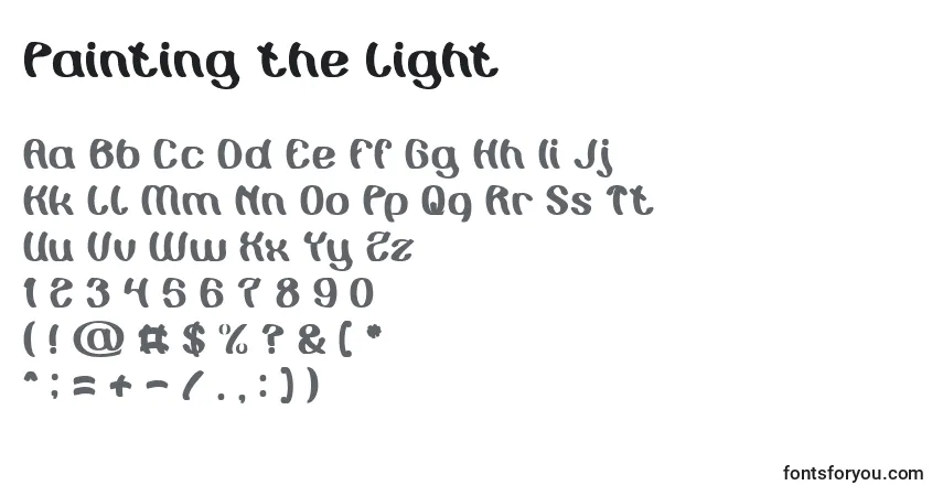 A fonte Painting the Light – alfabeto, números, caracteres especiais