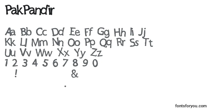 PakPandir-fontti – aakkoset, numerot, erikoismerkit