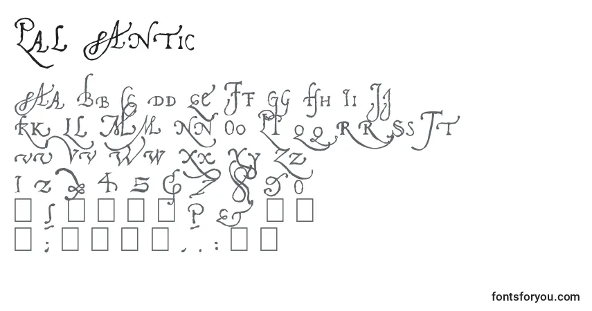 Schriftart Pal Antic – Alphabet, Zahlen, spezielle Symbole