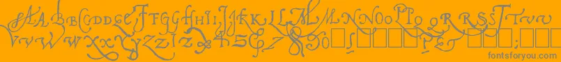 Pal Antic-Schriftart – Graue Schriften auf orangefarbenem Hintergrund