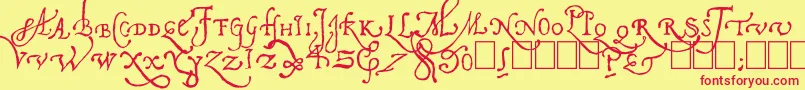 Pal Antic-Schriftart – Rote Schriften auf gelbem Hintergrund
