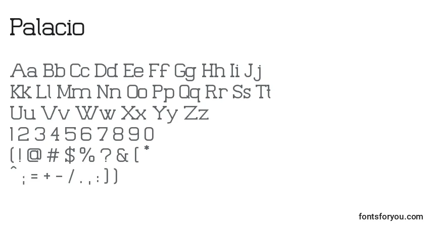 Czcionka Palacio (136419) – alfabet, cyfry, specjalne znaki