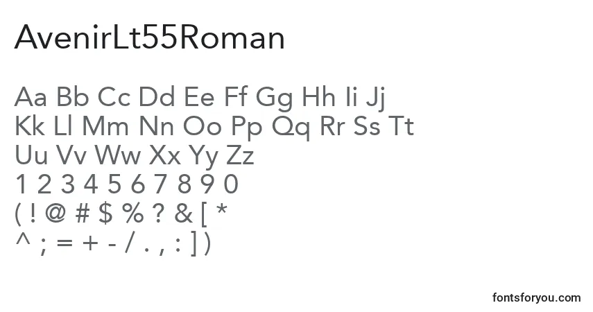 AvenirLt55Roman-fontti – aakkoset, numerot, erikoismerkit