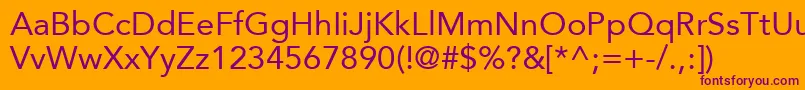 AvenirLt55Roman Font – Purple Fonts on Orange Background