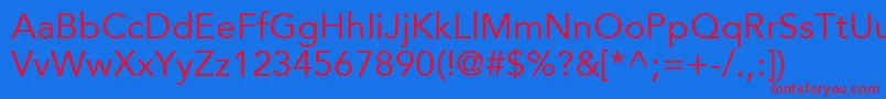 Police AvenirLt55Roman – polices rouges sur fond bleu